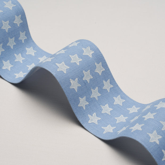 Schumacher Astra Block-Print Tape Sky Trim Sample 87560