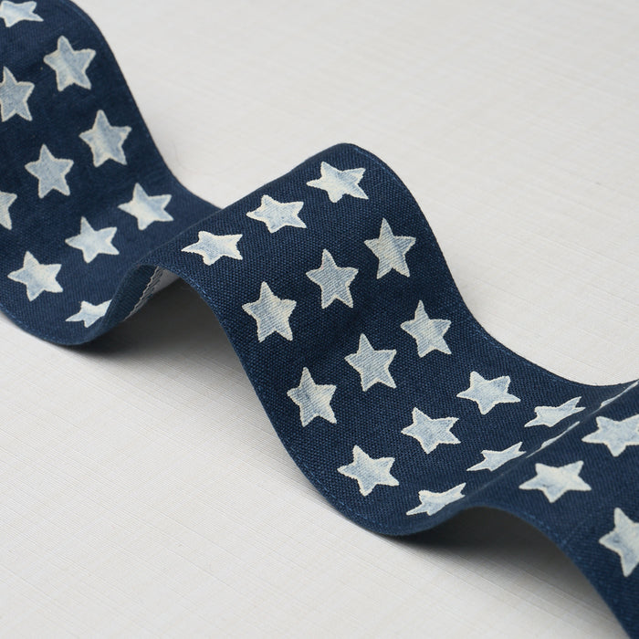 Schumacher Astra Block-Print Tape Navy Trim 87563
