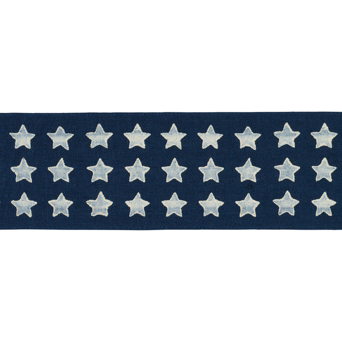 Schumacher Astra Block-Print Tape Navy Trim 87563
