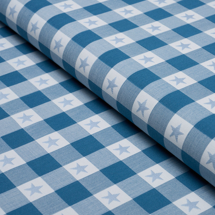 Schumacher Independence Plaid Blue Fabric Sample 87571