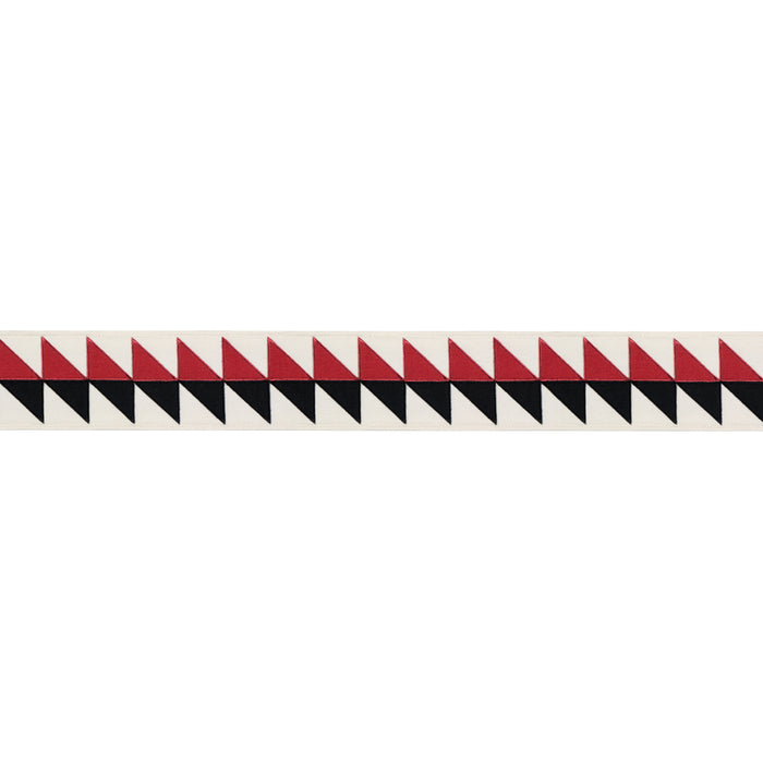 Schumacher Quilted Diamond Tape Black & Red Trim 87582