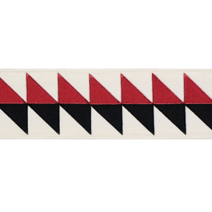 Schumacher Quilted Diamond Tape Black & Red Trim 87582