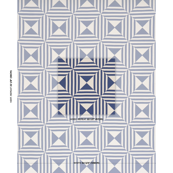 Schumacher Square In A Square Navy Fabric 87590
