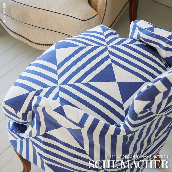 Schumacher Square In A Square Navy Fabric Sample 87590