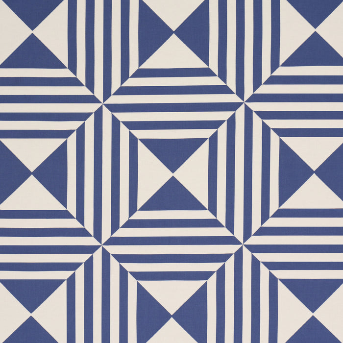 Schumacher Square In A Square Navy Fabric Sample 87590