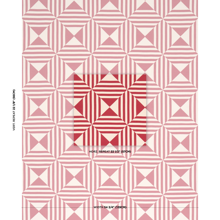 Schumacher Square In A Square Red Fabric 87591