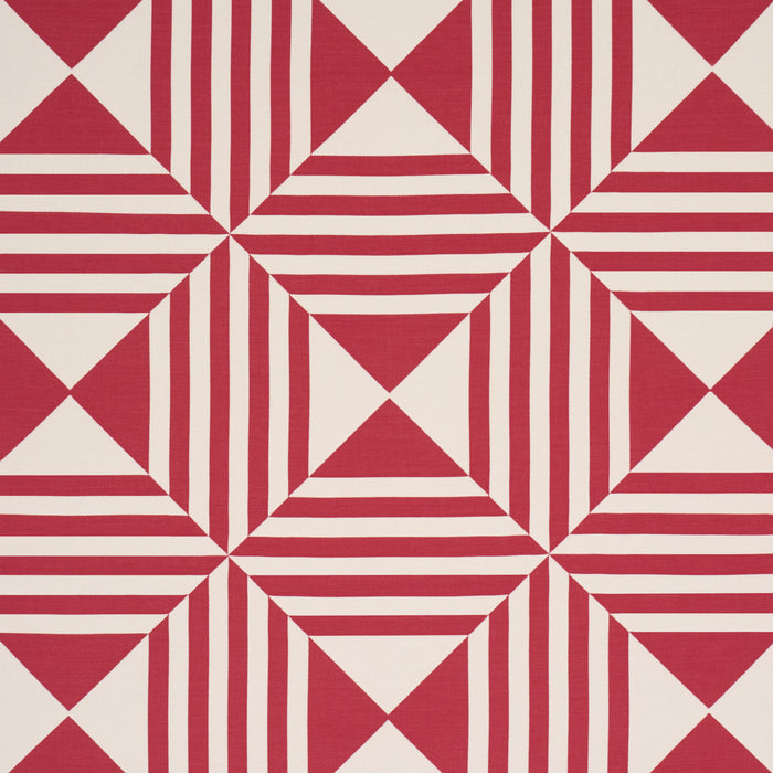 Schumacher Square In A Square Red Fabric Sample 87591