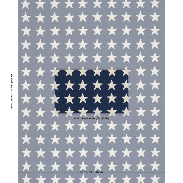 Schumacher Starfield Applique Navy Fabric 87600