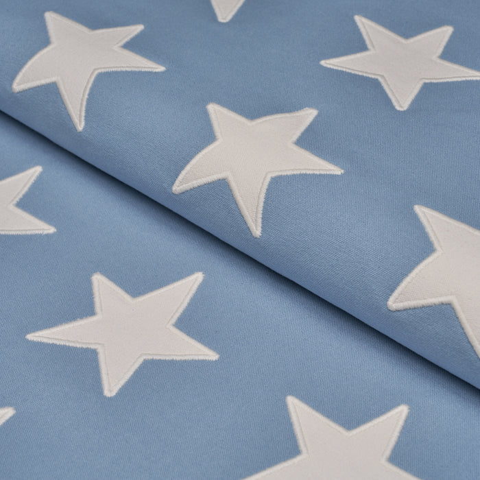 Schumacher Starfield Appliqu√© Sky Fabric Sample 87601