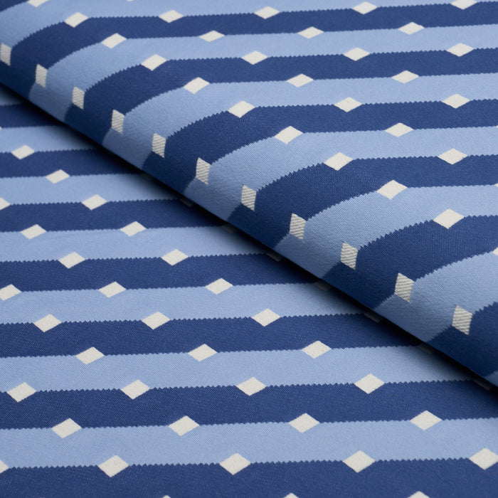 Schumacher Zilla Stripe Blues Fabric Sample 87611