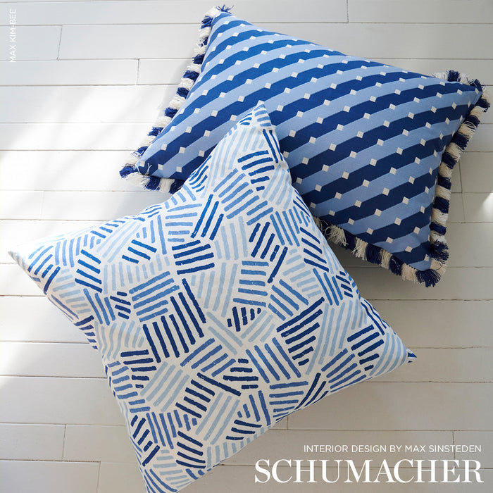 Schumacher Zilla Stripe Blues Fabric 87611