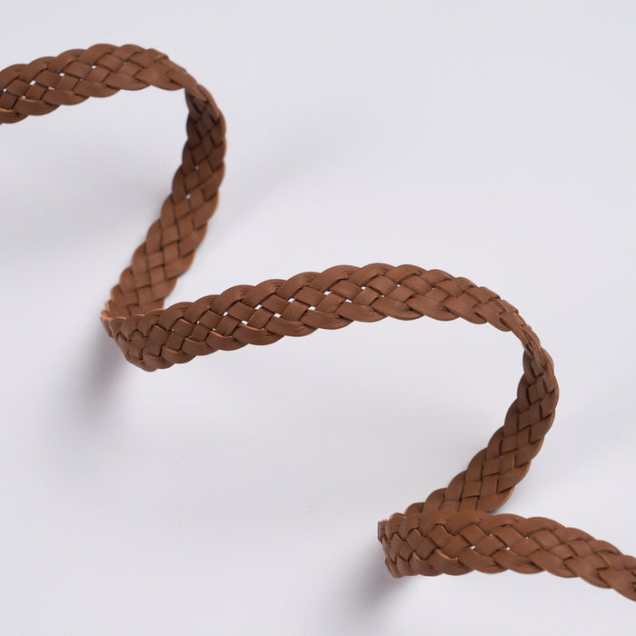 Schumacher Pondera Leather Braid Brown Trim Sample 87732