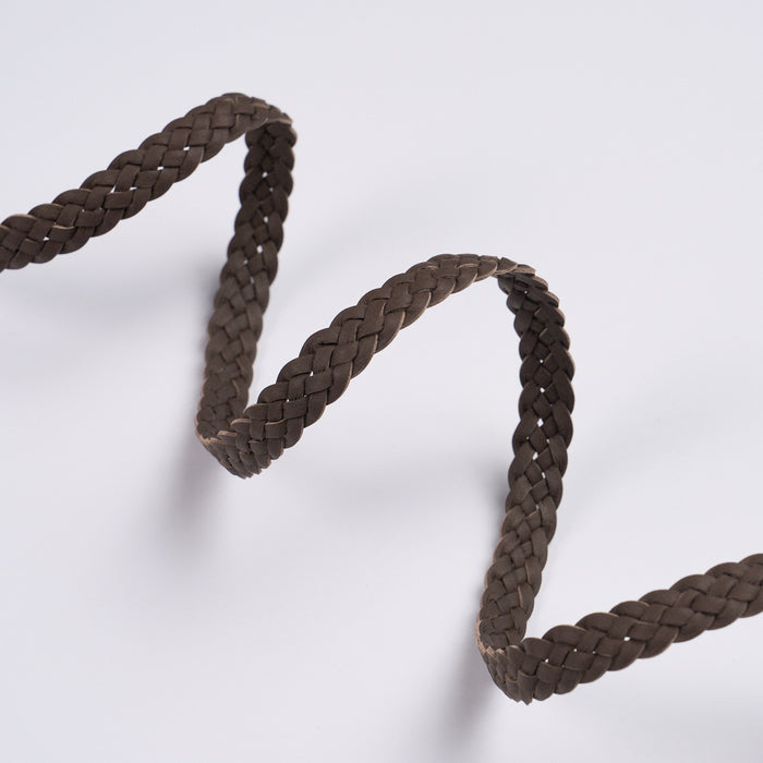 Schumacher Pondera Leather Braid Dark Brown Trim Sample 87733
