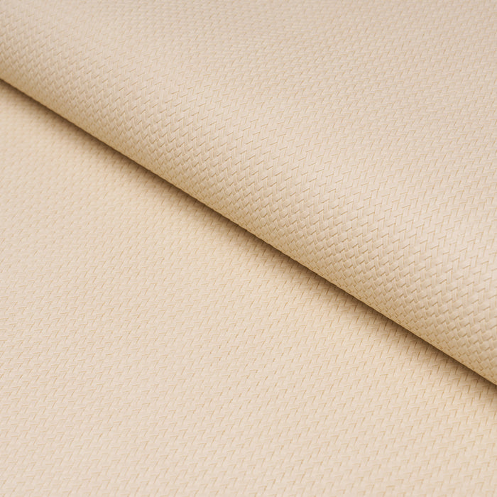 Schumacher Vegan Leather Rattan Indoor/Outdoor Cream Fabric 87800