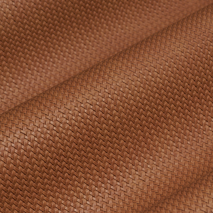 Schumacher Vegan Leather Rattan Indoor/Outdoor Caramel Fabric Sample 87803