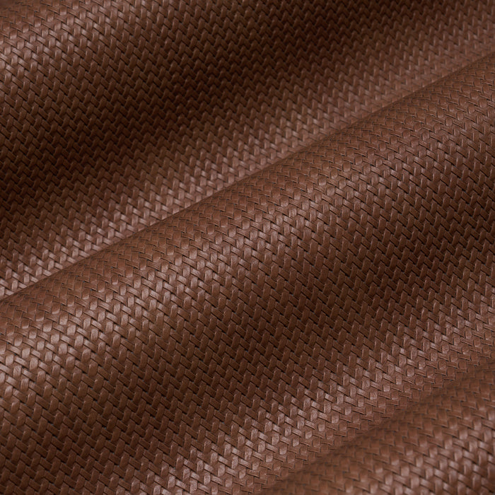 Schumacher Vegan Leather Rattan Indoor/Outdoor Chocolate Fabric Sample 87804