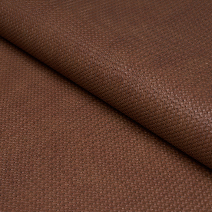 Schumacher Vegan Leather Rattan Indoor/Outdoor Chocolate Fabric 87804
