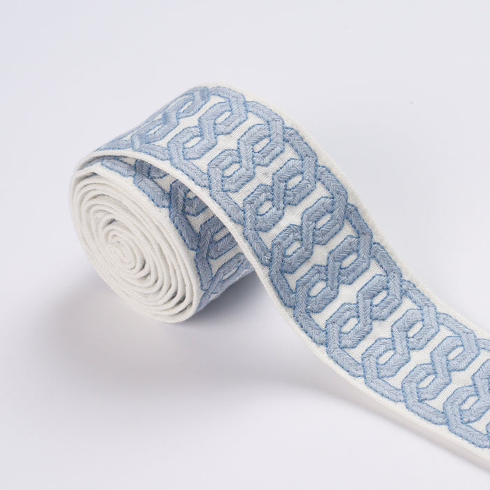 Schumacher Solene Tape Blue Trim 87820