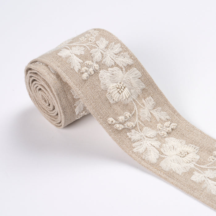 Schumacher Elise Hand-Embroidered Tape Natural Trim 87842