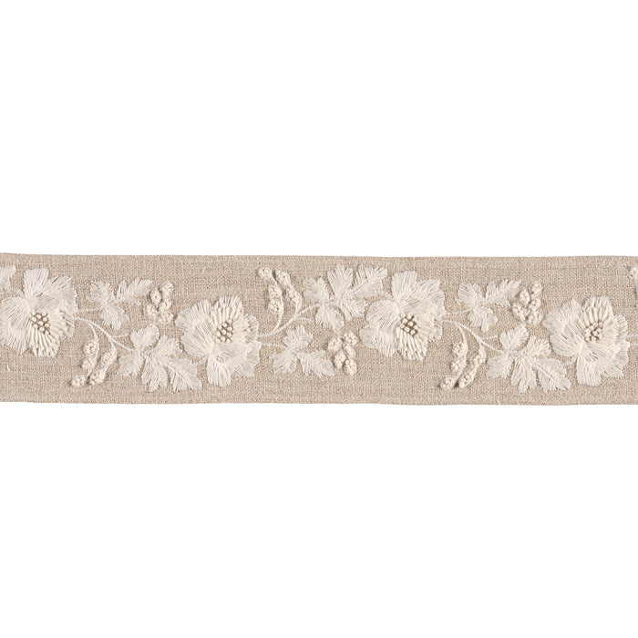 Schumacher Elise Hand-Embroidered Tape Natural Trim 87842