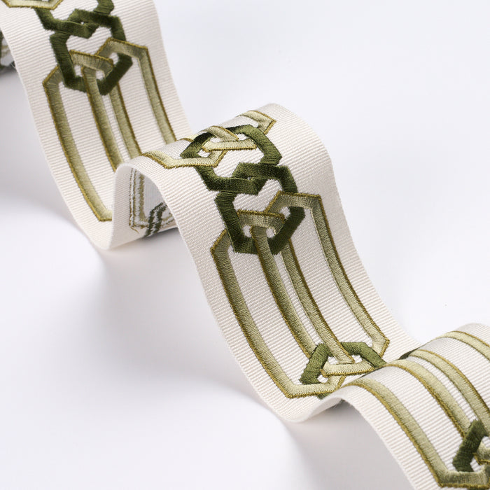 Schumacher Corinne Tape Green Trim Sample 87861