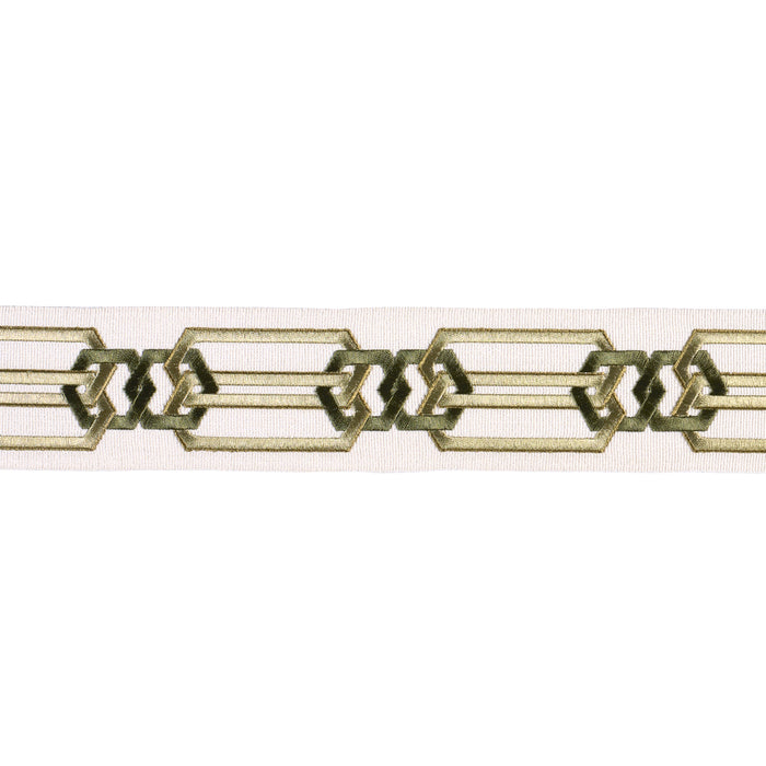 Schumacher Corinne Tape Green Trim Sample 87861
