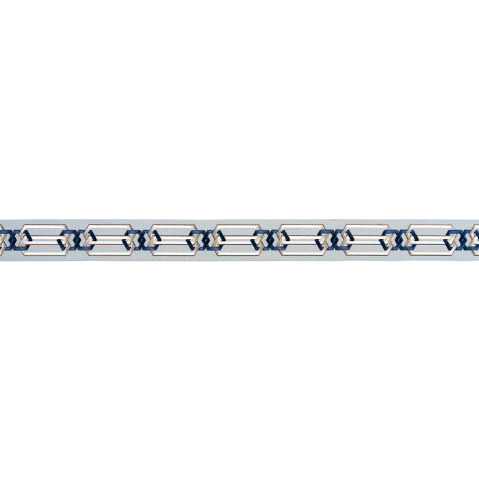 Schumacher Corinne Tape Blue & White Trim 87863