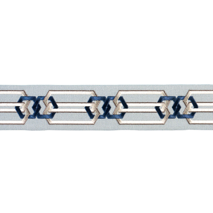 Schumacher Corinne Tape Blue & White Trim Sample 87863