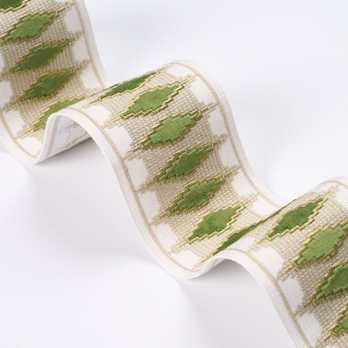 Schumacher Mireille Velvet Tape Moss Trim Sample 87871