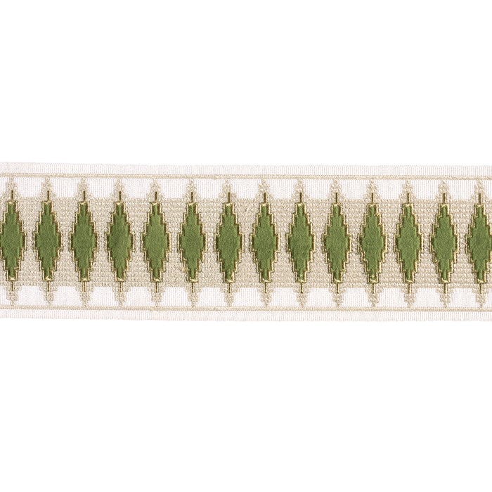 Schumacher Mireille Velvet Tape Moss Trim 87871