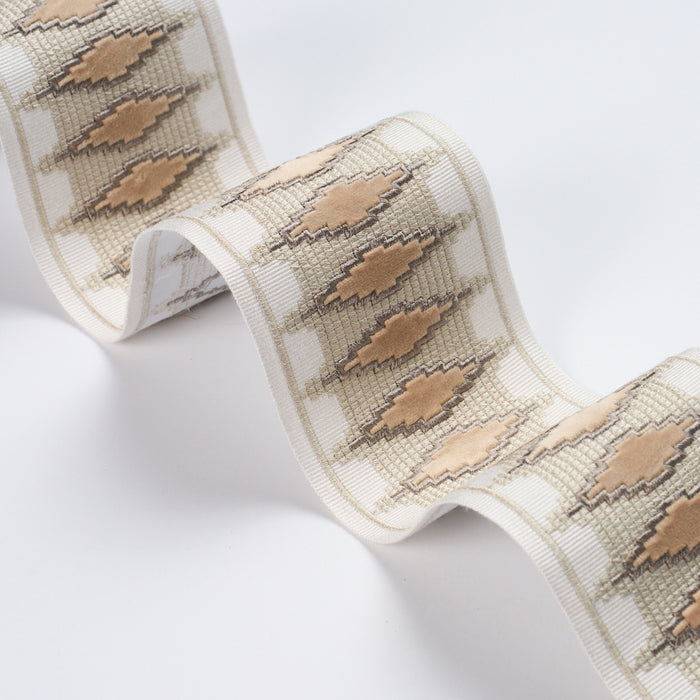 Schumacher Mireille Velvet Tape Neutral Trim Sample 87872