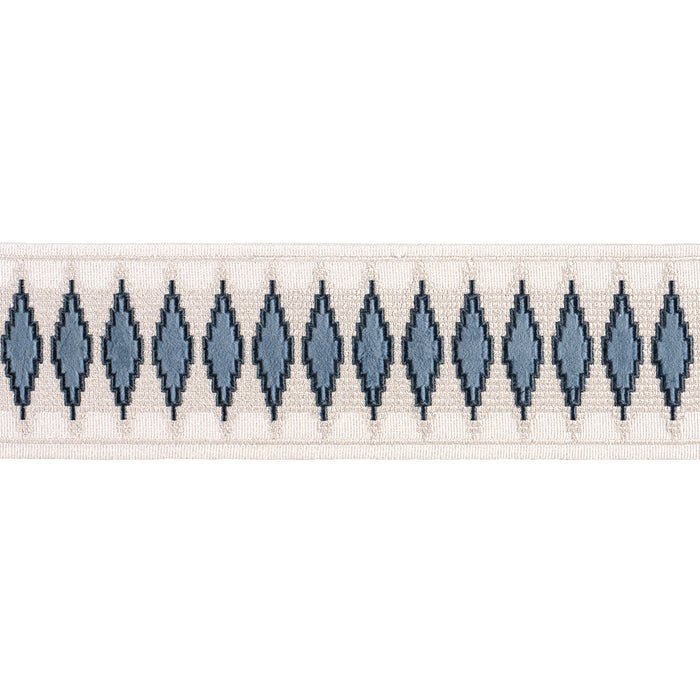 Schumacher Mireille Velvet Tape Blue Trim Sample 87873