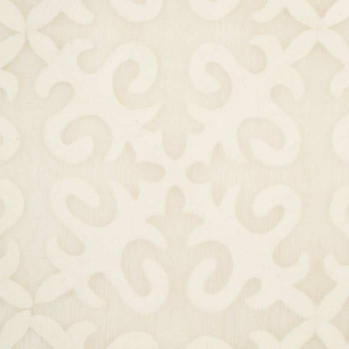 Schumacher Kyrgyzstan Wool Silk Oyster & Natural Fabric Sample 87990