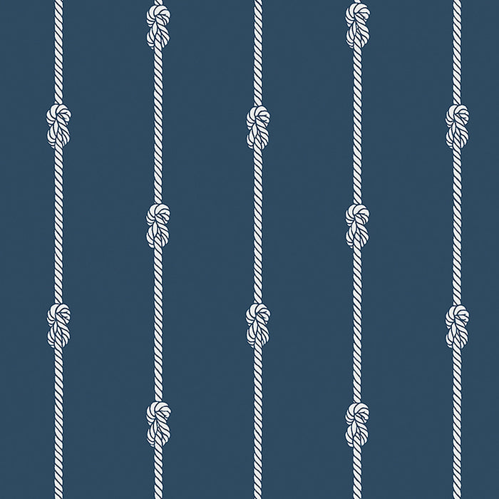 Schumacher Knot Stripe Navy Wallpaper Sample 8858