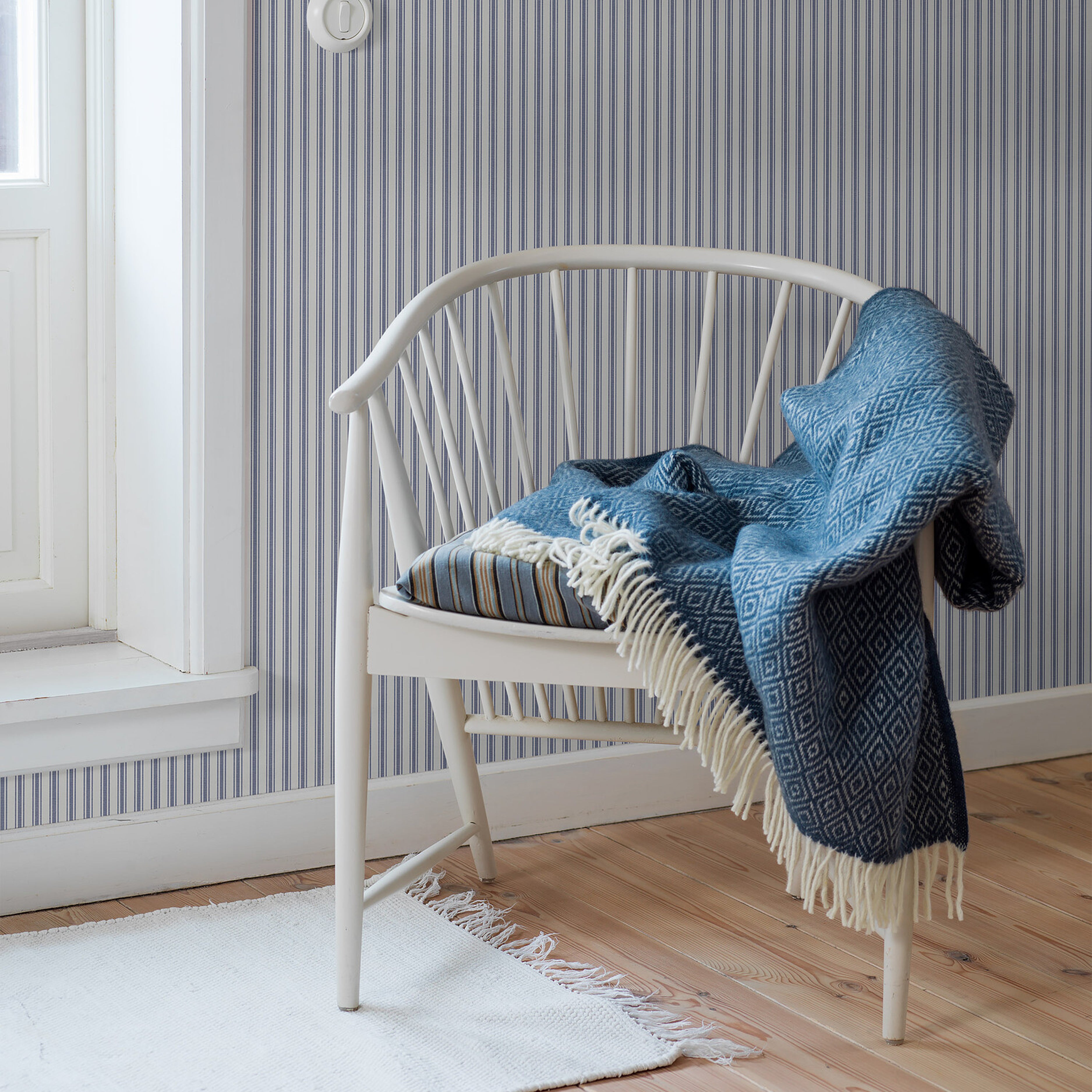 Schumacher Aspo Stripe Blue Wallpaper 8870