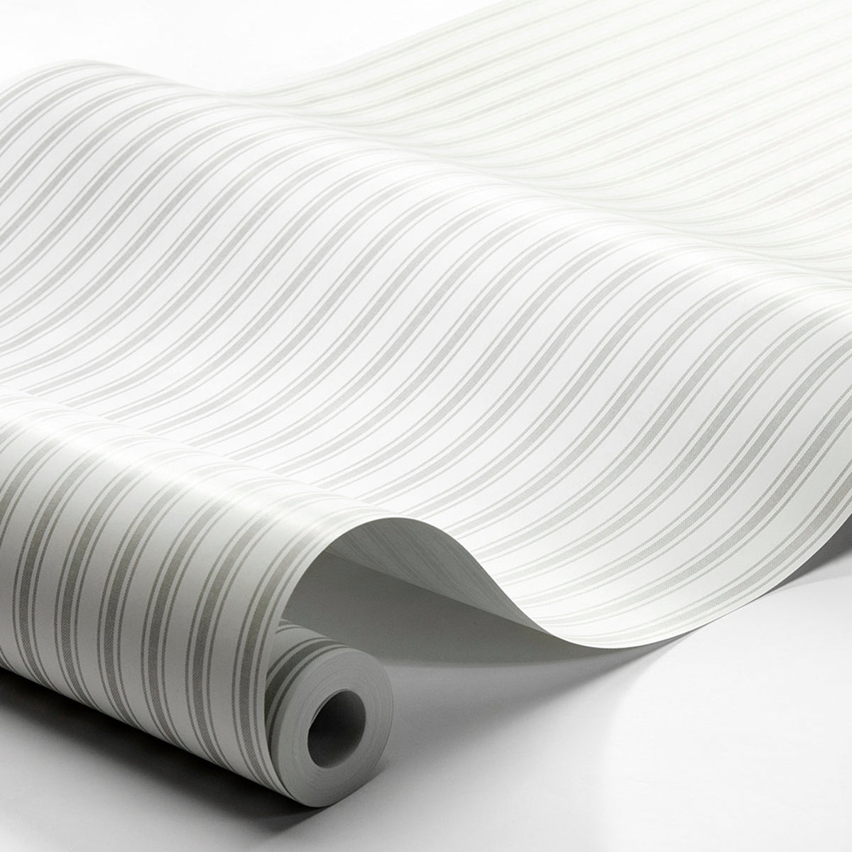 Schumacher Aspo Stripe Stone Wallpaper Sample 8872