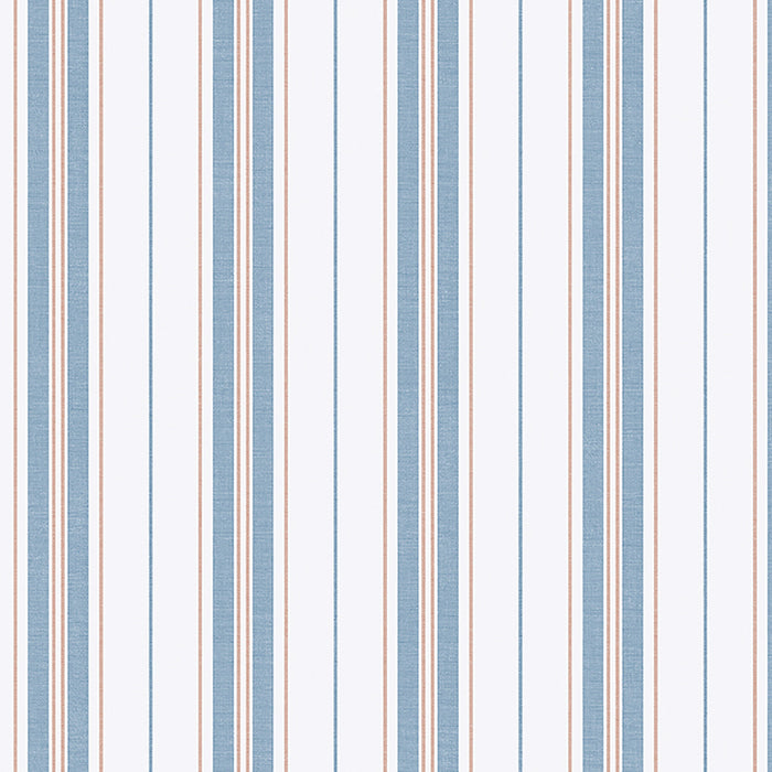 Schumacher HamnskAR Stripe Blue And Red Wallpaper Sample 8874