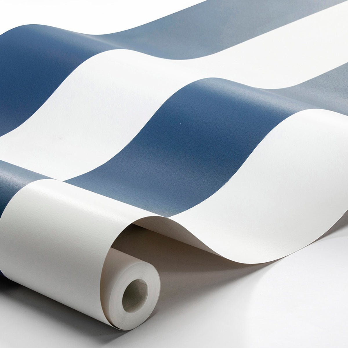 Schumacher Orust Stripe Navy Wallpaper Sample 8878