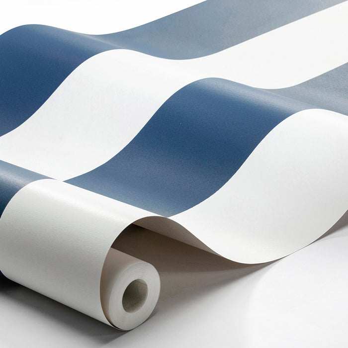 Schumacher Orust Stripe Navy Wallpaper Sample 8878