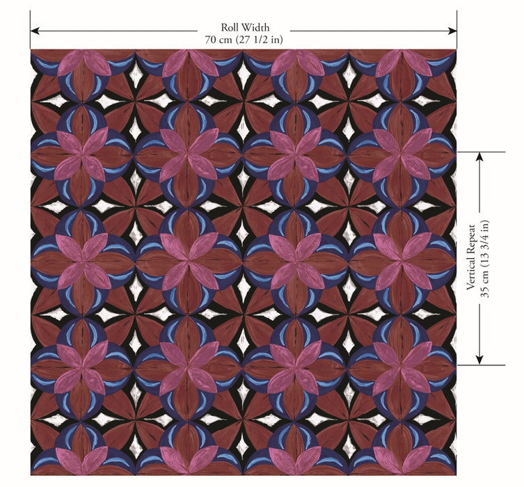 Jim Thompson Constantinople  (Non-Woven) Pomegranate Wallpaper Sample JT021083003