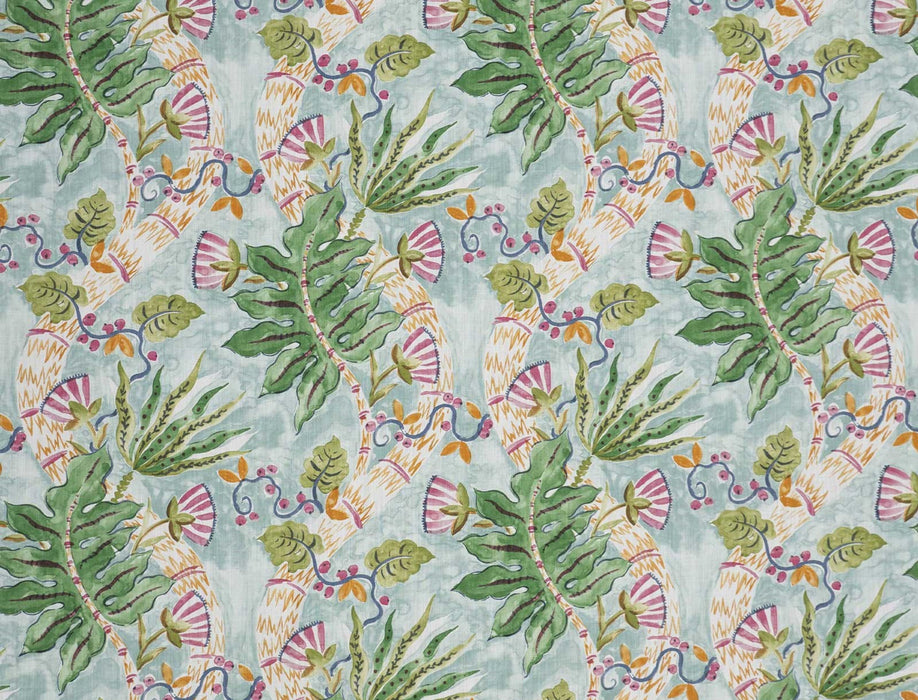 No.9 Thompson Marine Flower Aqua Fabric Sample N9012328001