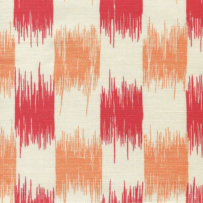 China Seas Ii Blue Ikat Red Orange Fabric Sample 9015-07