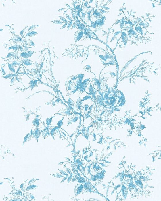 Lee Jofa Tea Rose Toile Wp Blue Wallpaper P2026100.1115.0