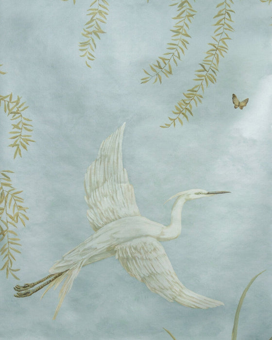Brunschwig & Fils Egret Marsh Mural Met Mist Wallpaper Sample LOANER PNL.P80261031113.0