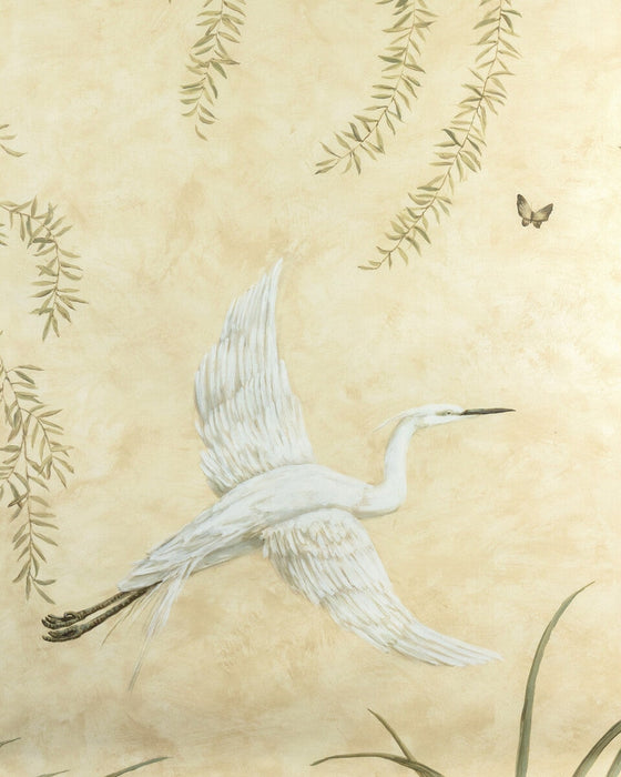 Brunschwig & Fils Egret Marsh Mural Sand Wallpaper Sample LOANER PNL.P80261021116.0