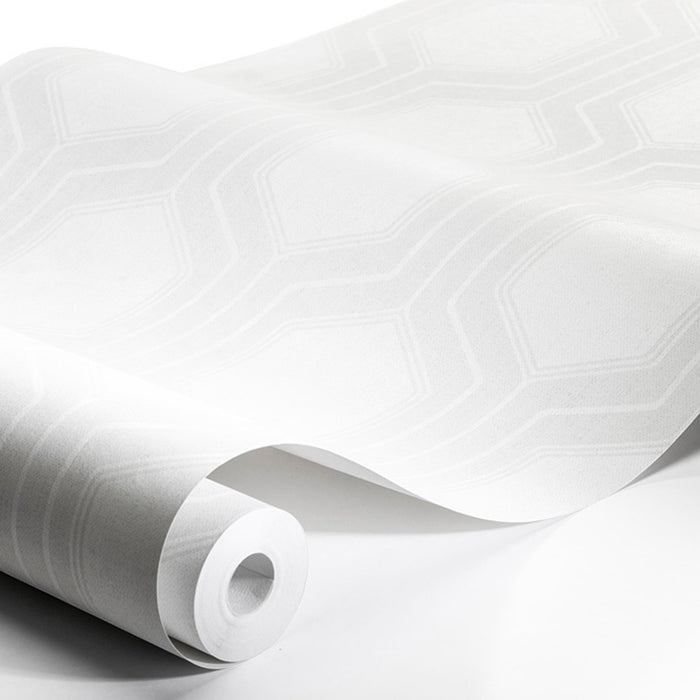 Schumacher Graphic Hexagon Bone Wallpaper Sample 9305