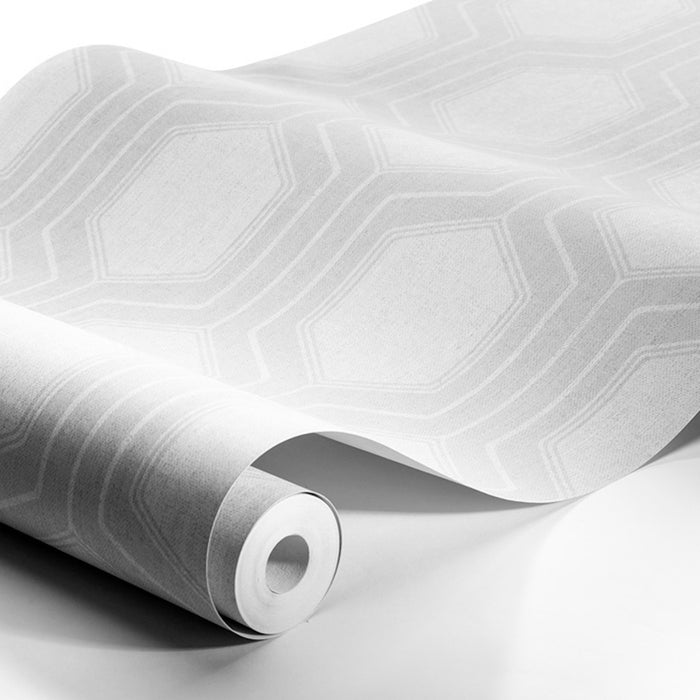 Schumacher Graphic Hexagon Grey Wallpaper Sample 9306