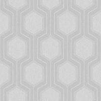 Schumacher Graphic Hexagon Grey Wallpaper 9306