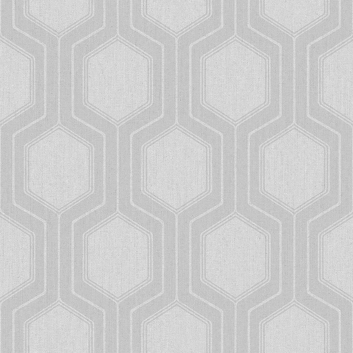 Schumacher Graphic Hexagon Grey Wallpaper Sample 9306