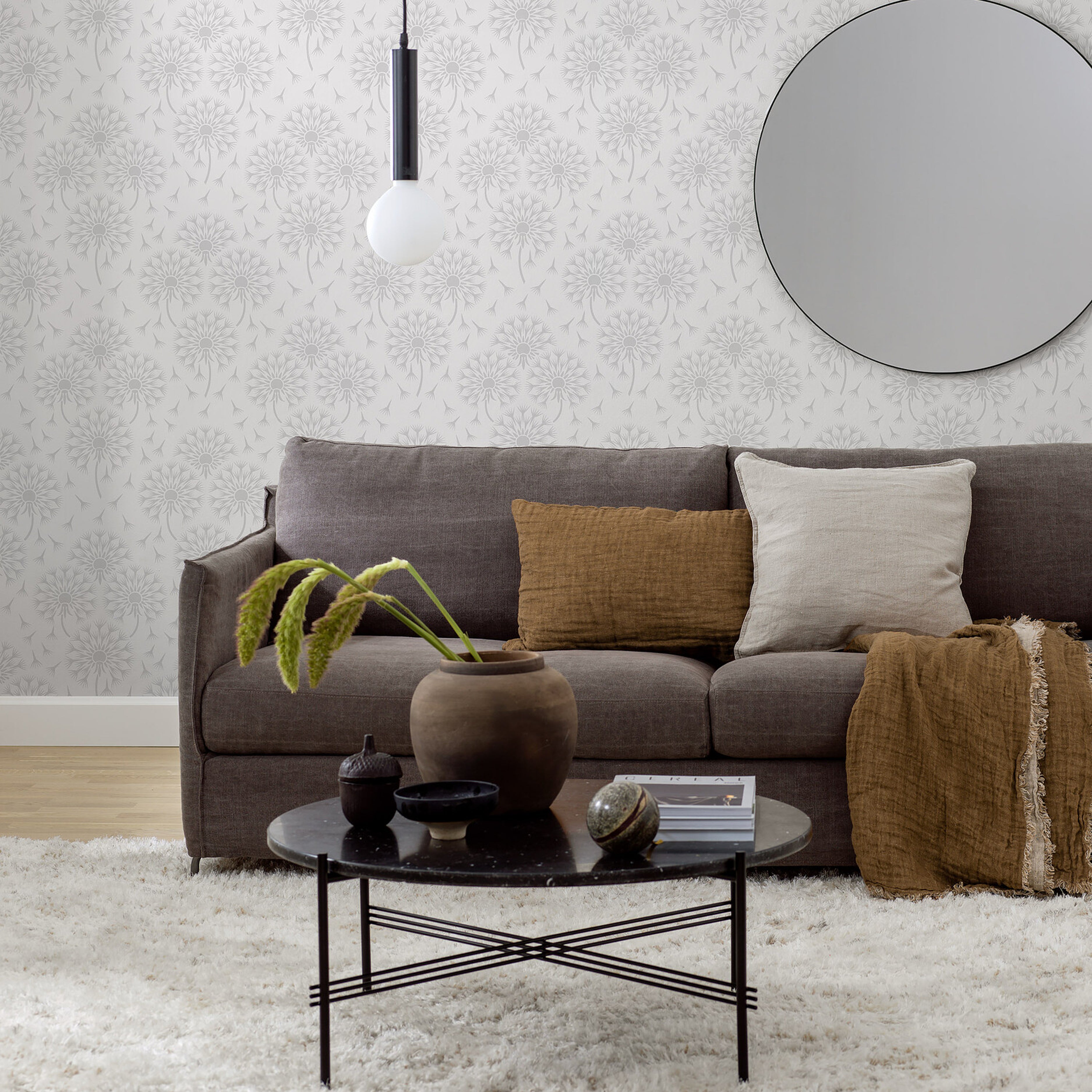 Schumacher Dandelion Grey Wallpaper Sample 9316